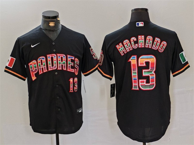 Men's San Diego Padres #13 Manny Machado Black Mexico Cool Base Stitched Baseball Jersey